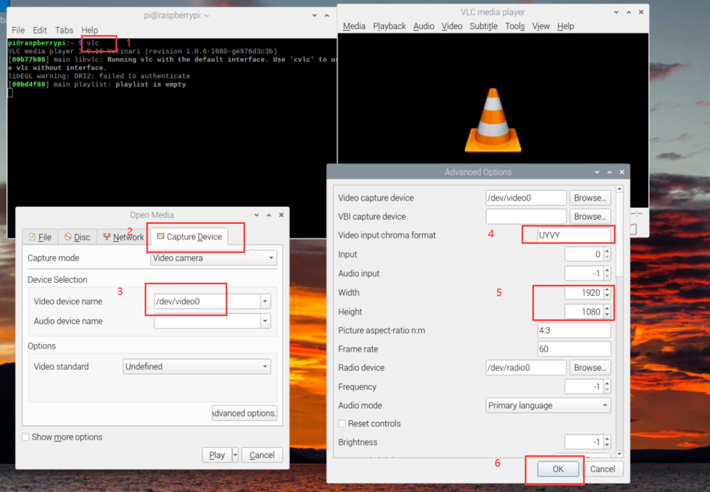 Play camera using VLC on RPI